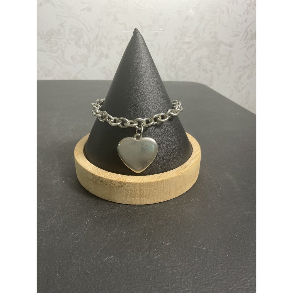 Silver Heart Pendant Bracelet With Toggle Clasp